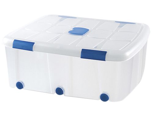 Caixa de armazenagem plasticforte 100 litros n 15 transparente com tampa 330x800x600 mm , Plasticforte , 155909 , 8414926113362